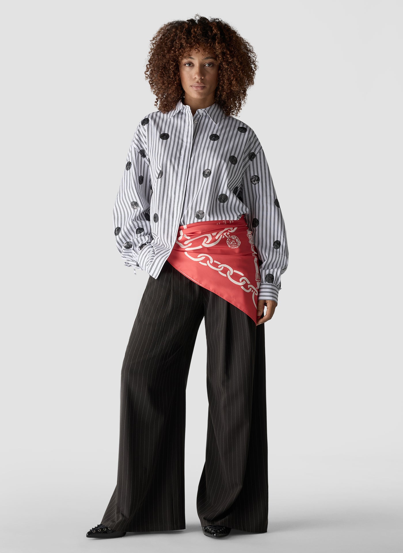 Pinstripe Spot Shirt in White