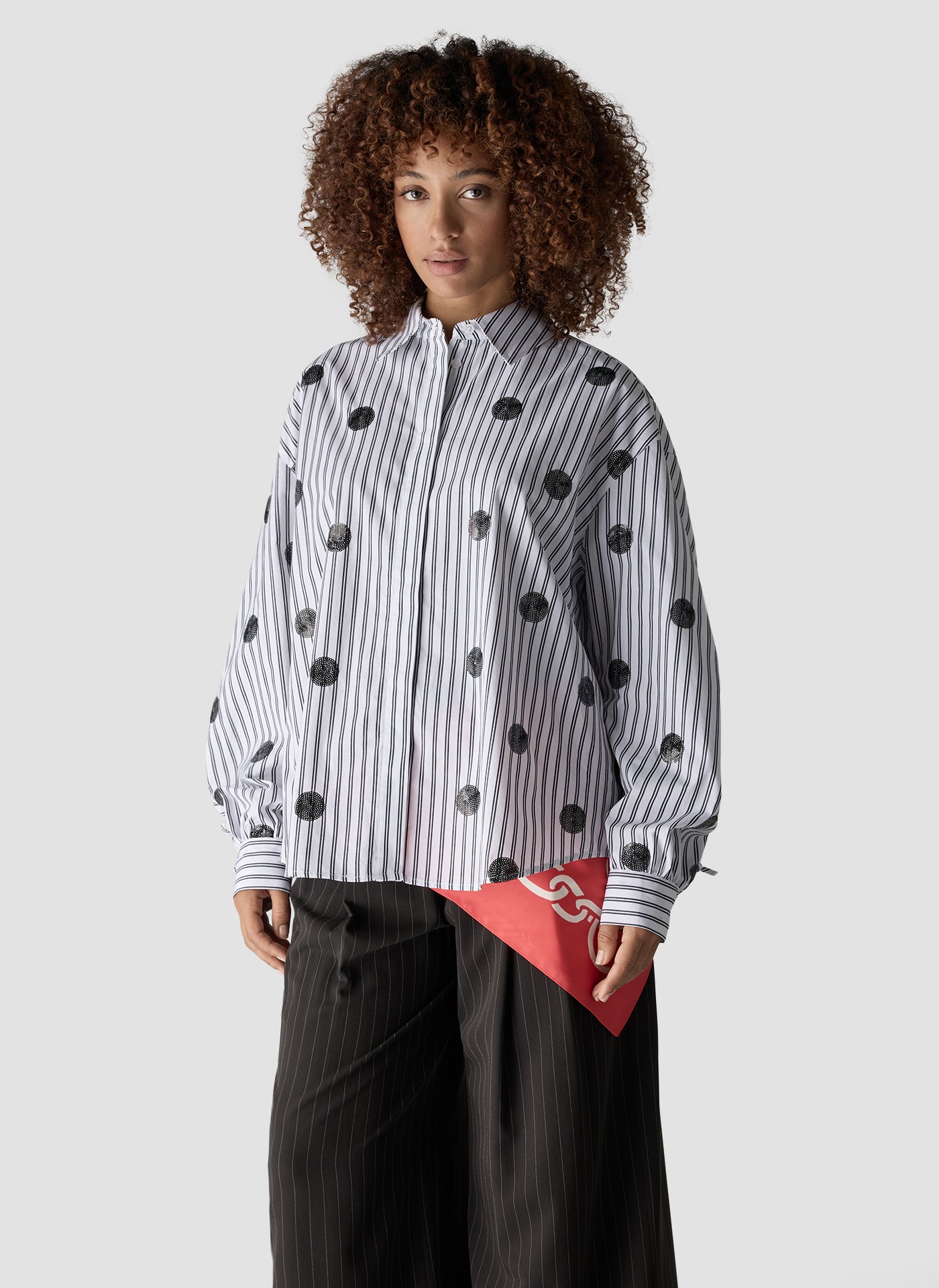 Pinstripe Spot Shirt in White