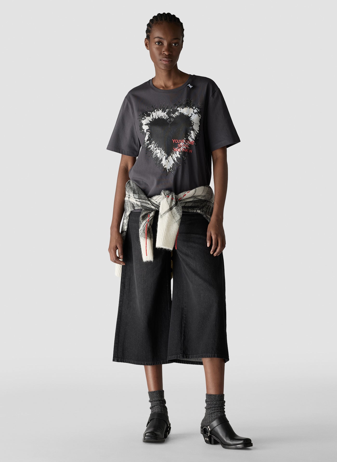 Statement Heart T-Shirt in Charcoal