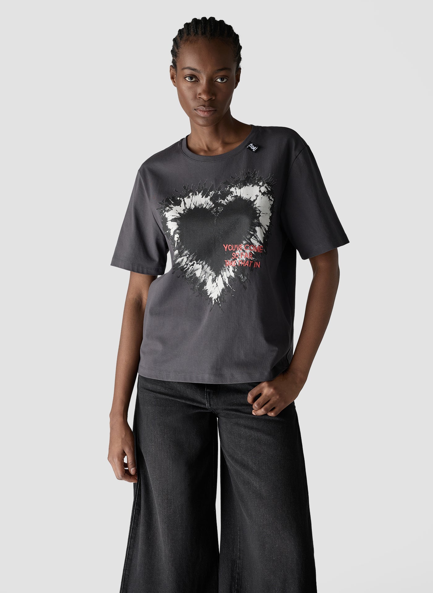 Statement Heart T-Shirt in Charcoal