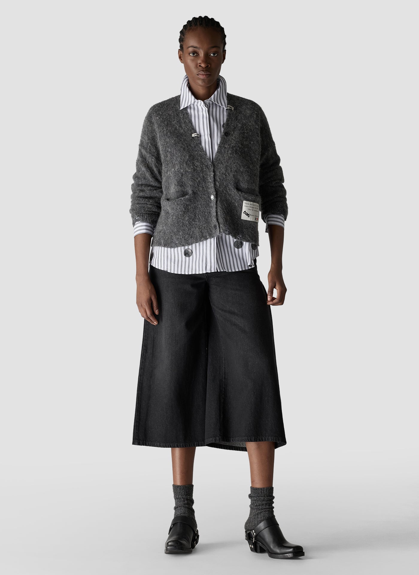 Soft Touch V-Neck Cardigan in Platinum Melange