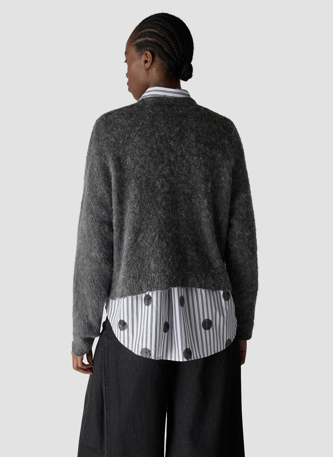 Soft Touch V-Neck Cardigan in Platinum Melange