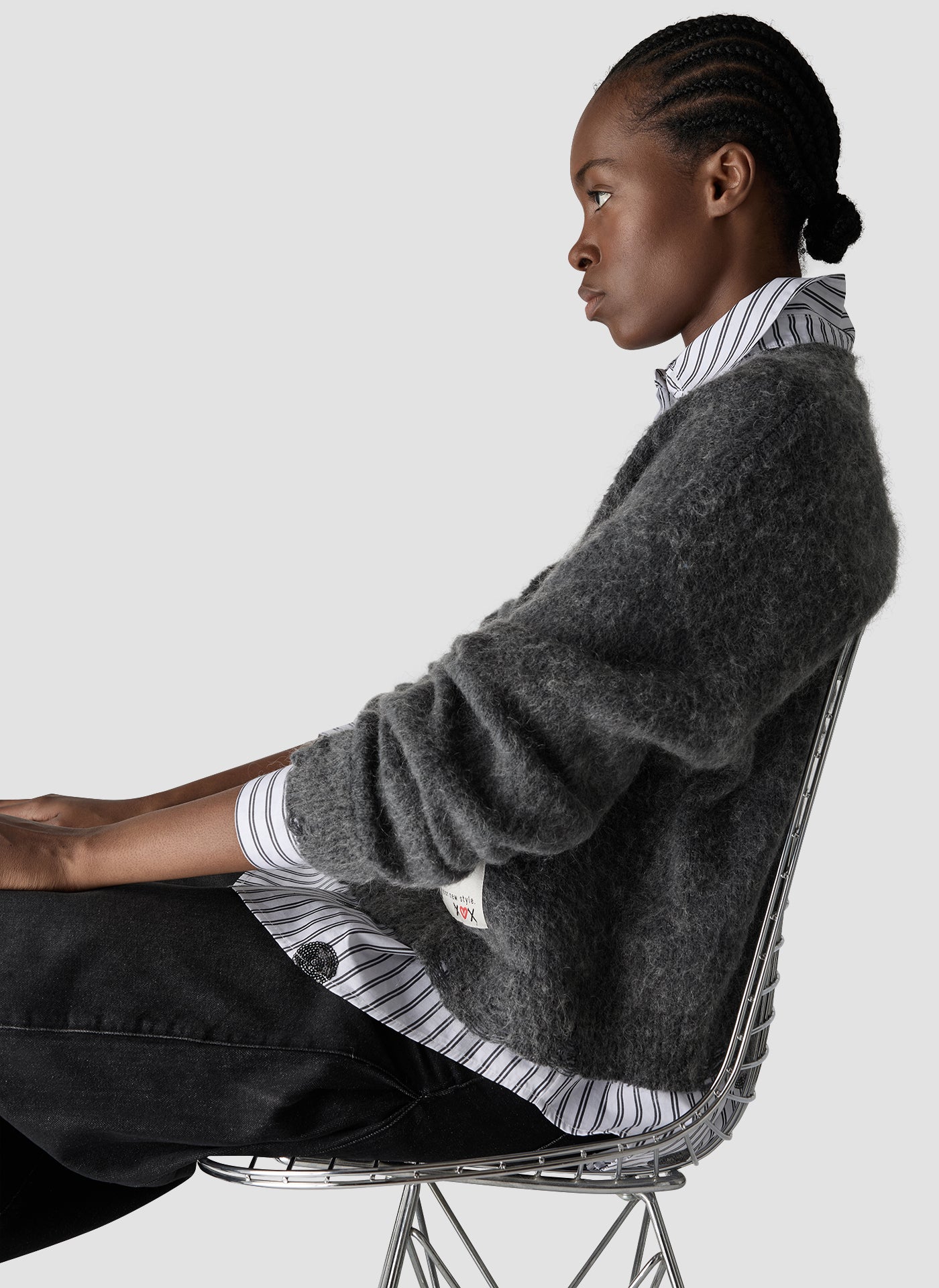 Soft Touch V-Neck Cardigan in Platinum Melange