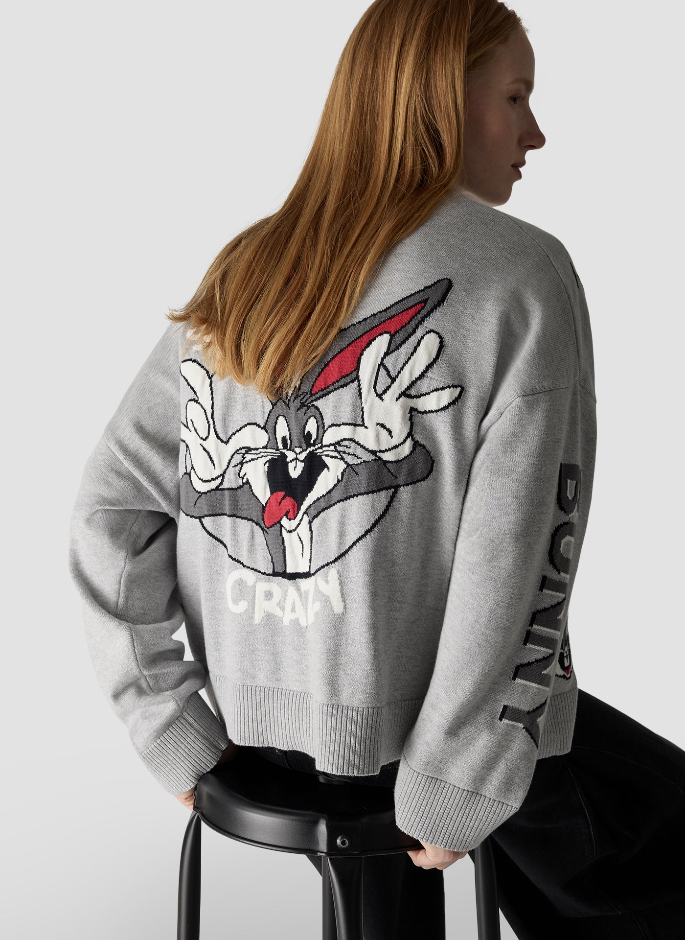 Looney Tunes Cardigan in Light Grey Melange