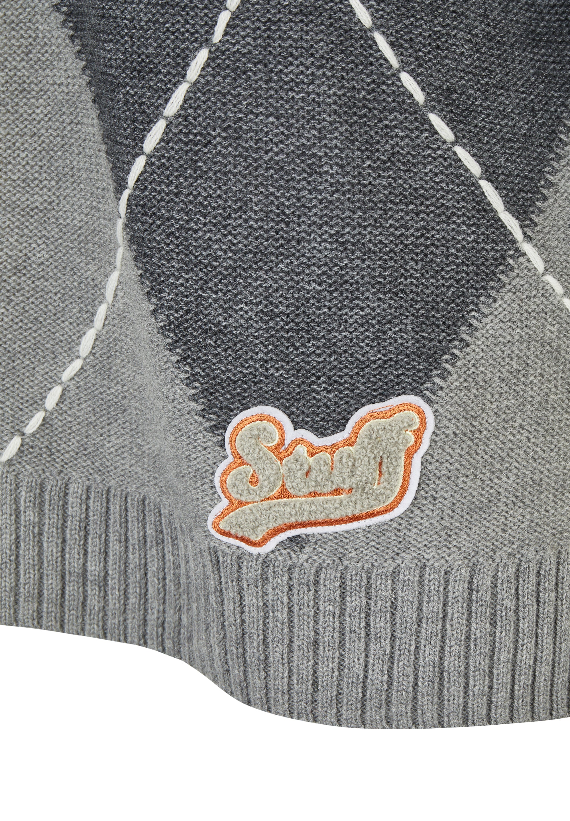 Arlo Argyle Sweater in Light Grey Melange