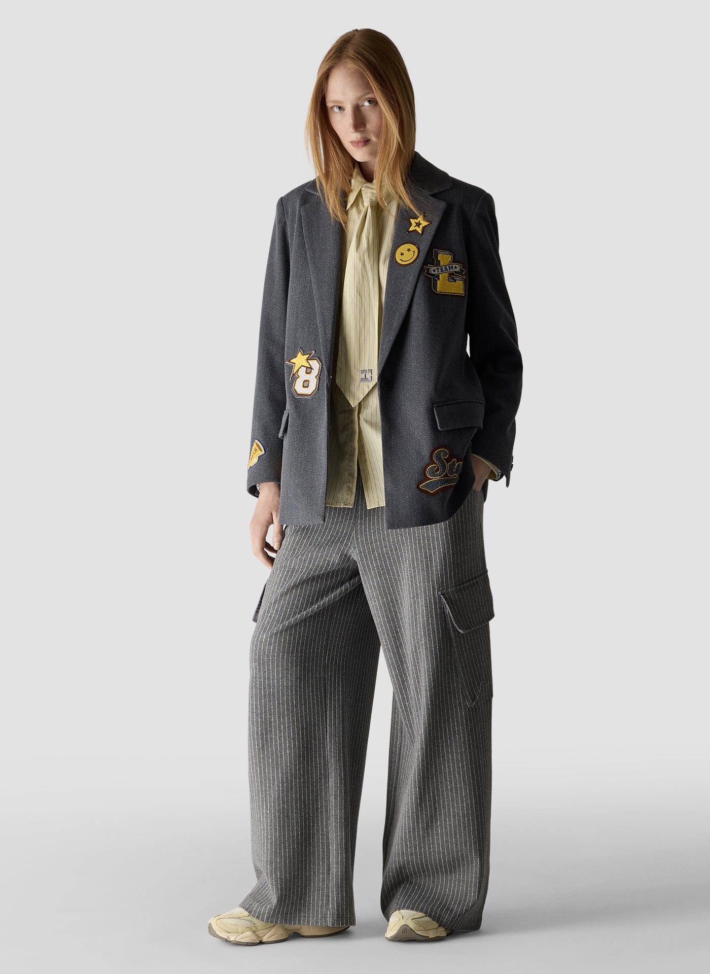 Harper Patch Detail Blazer in Asphalt Melange