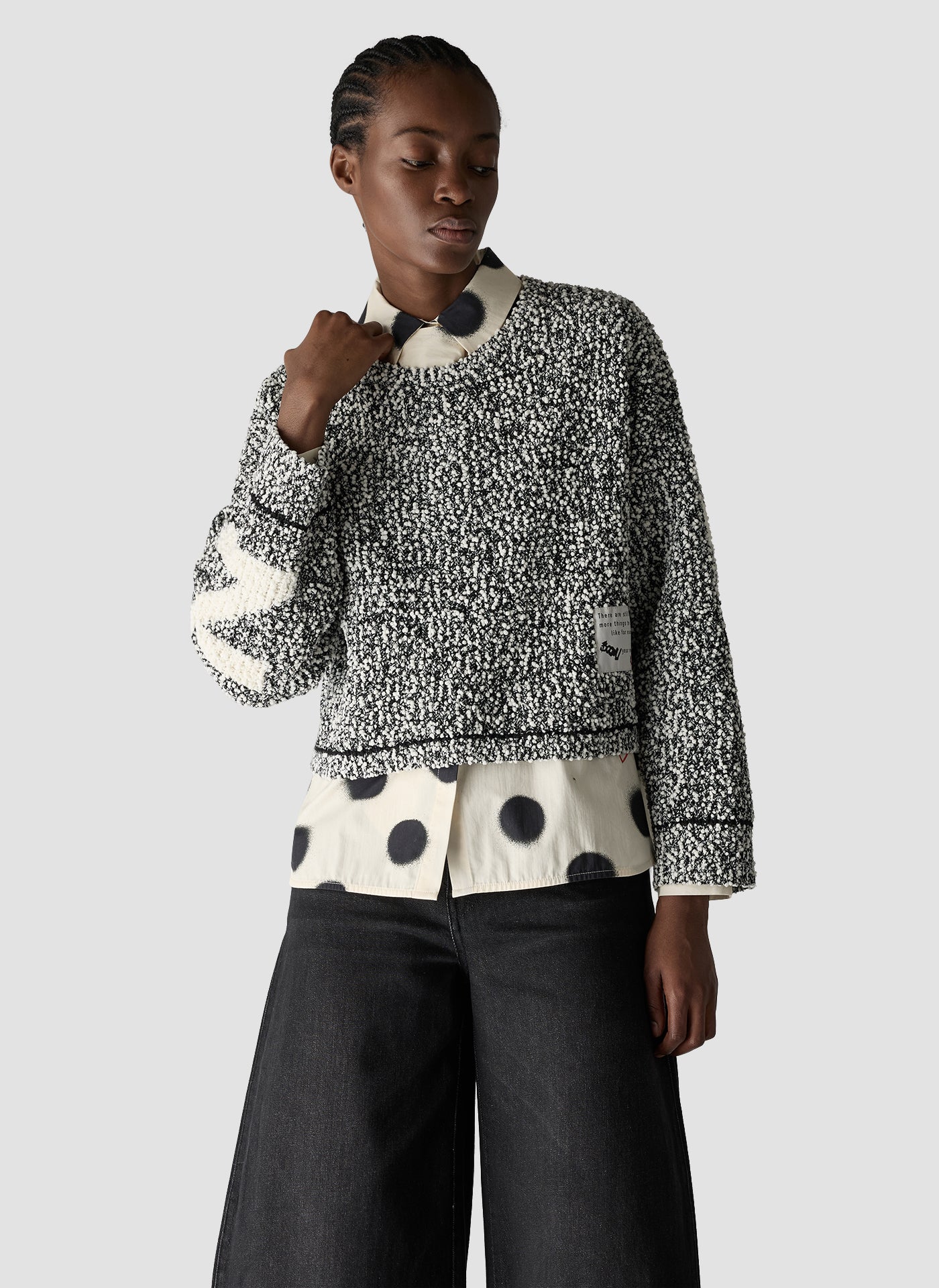 Bouclé Statement Sweater in Black