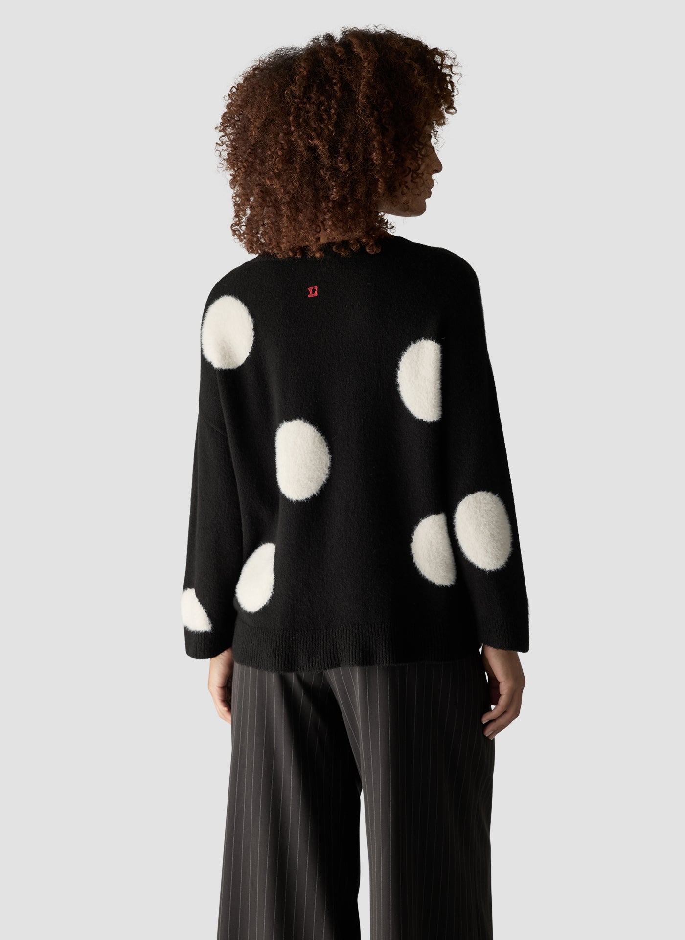 Spot Print Crew Neck Sweater in Black