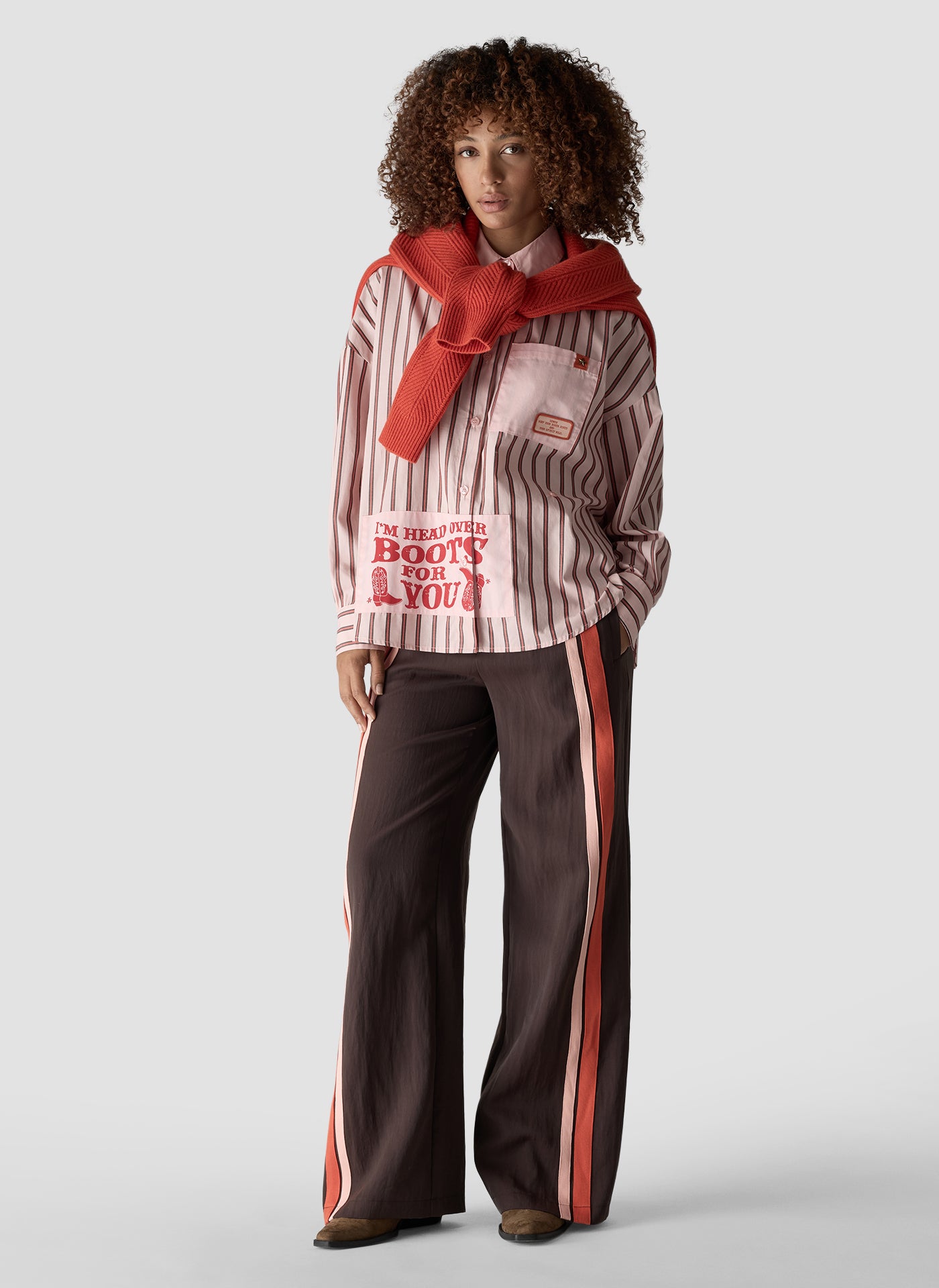 Rodeo Stripe Blouse in Powder