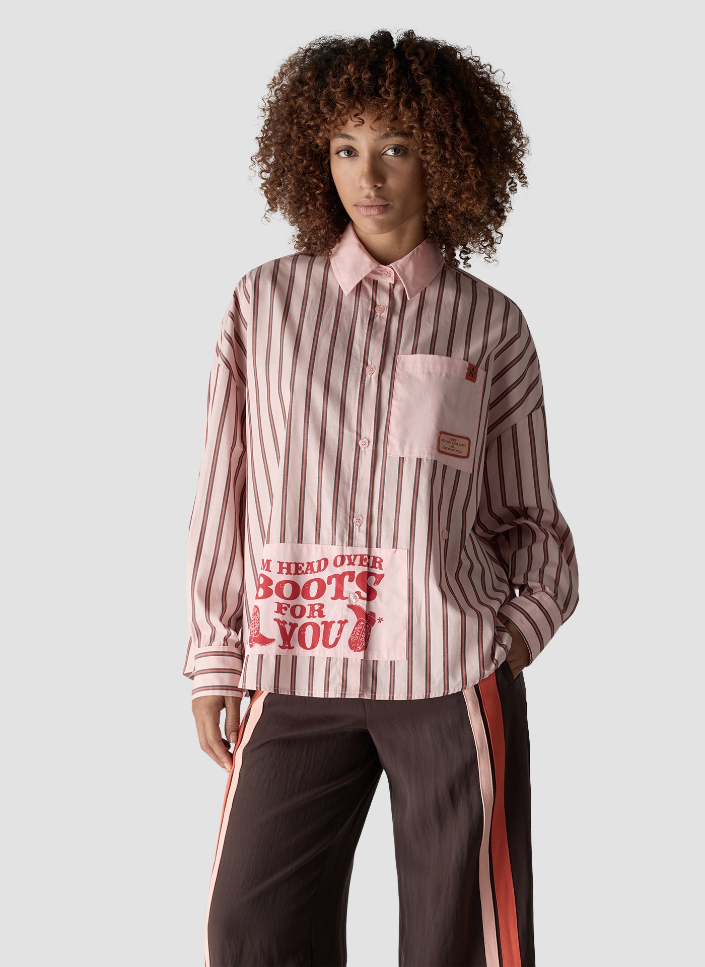 Rodeo Stripe Blouse in Powder