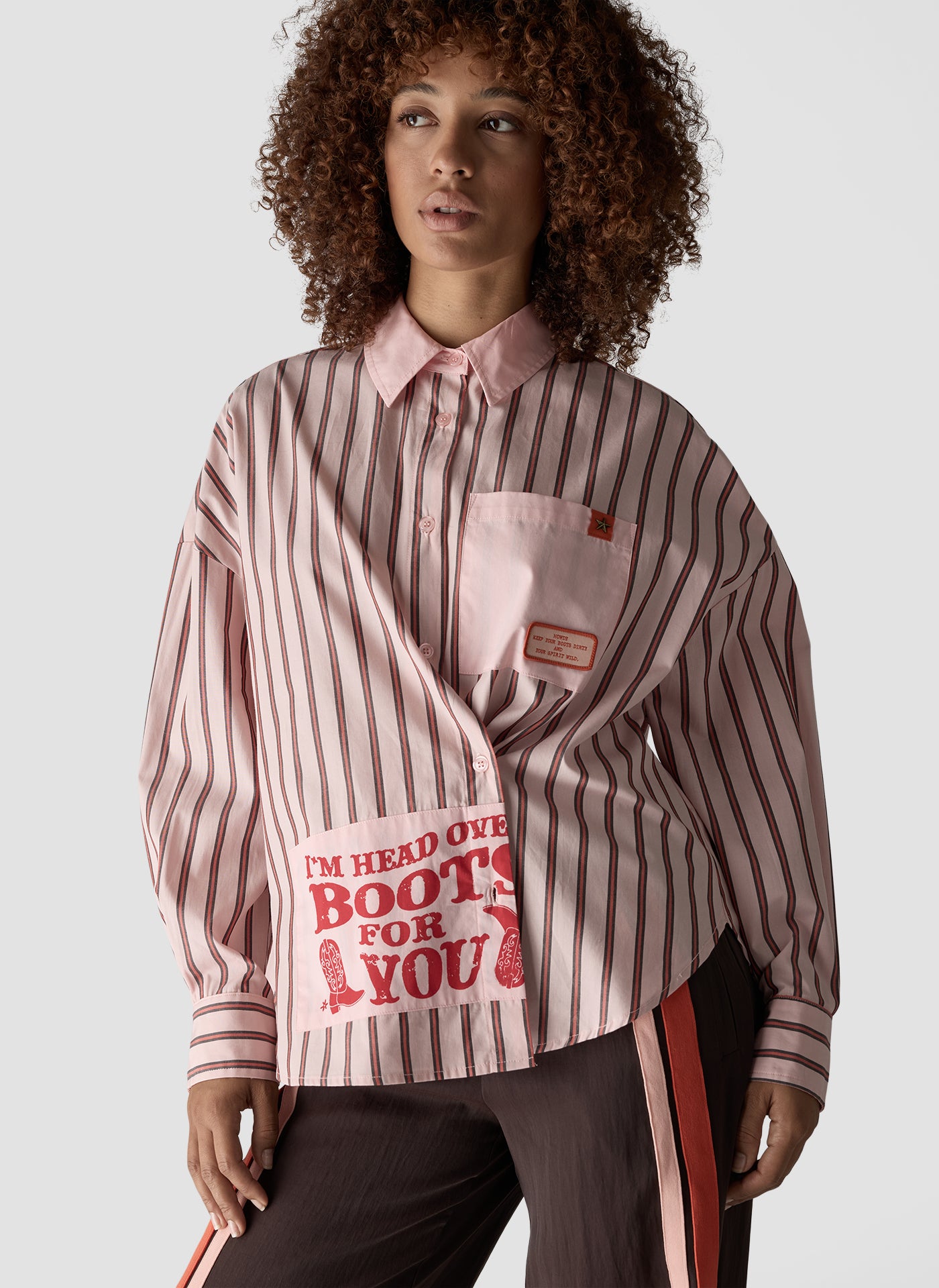Rodeo Stripe Blouse in Powder
