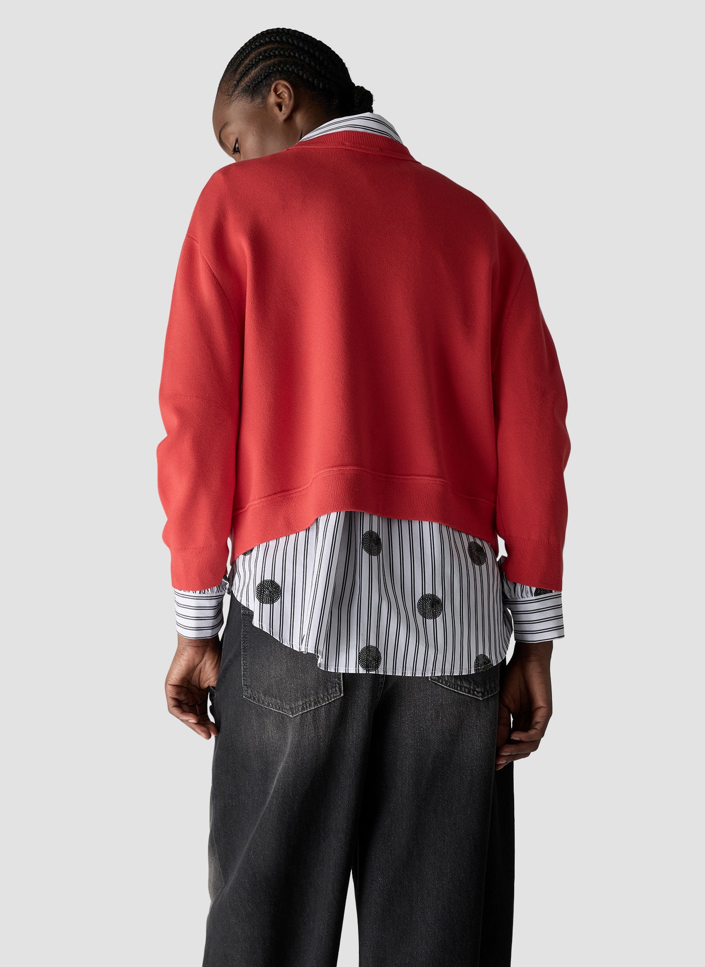 Colour Block Crew Neck Sweater in Paprika