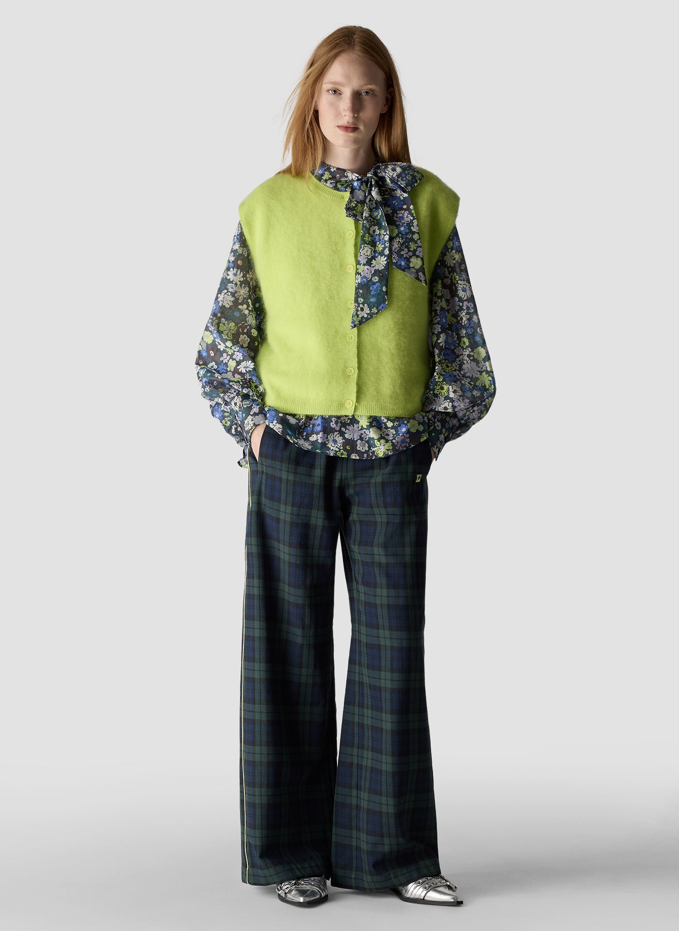 Knit Waistcoat in Neon Green