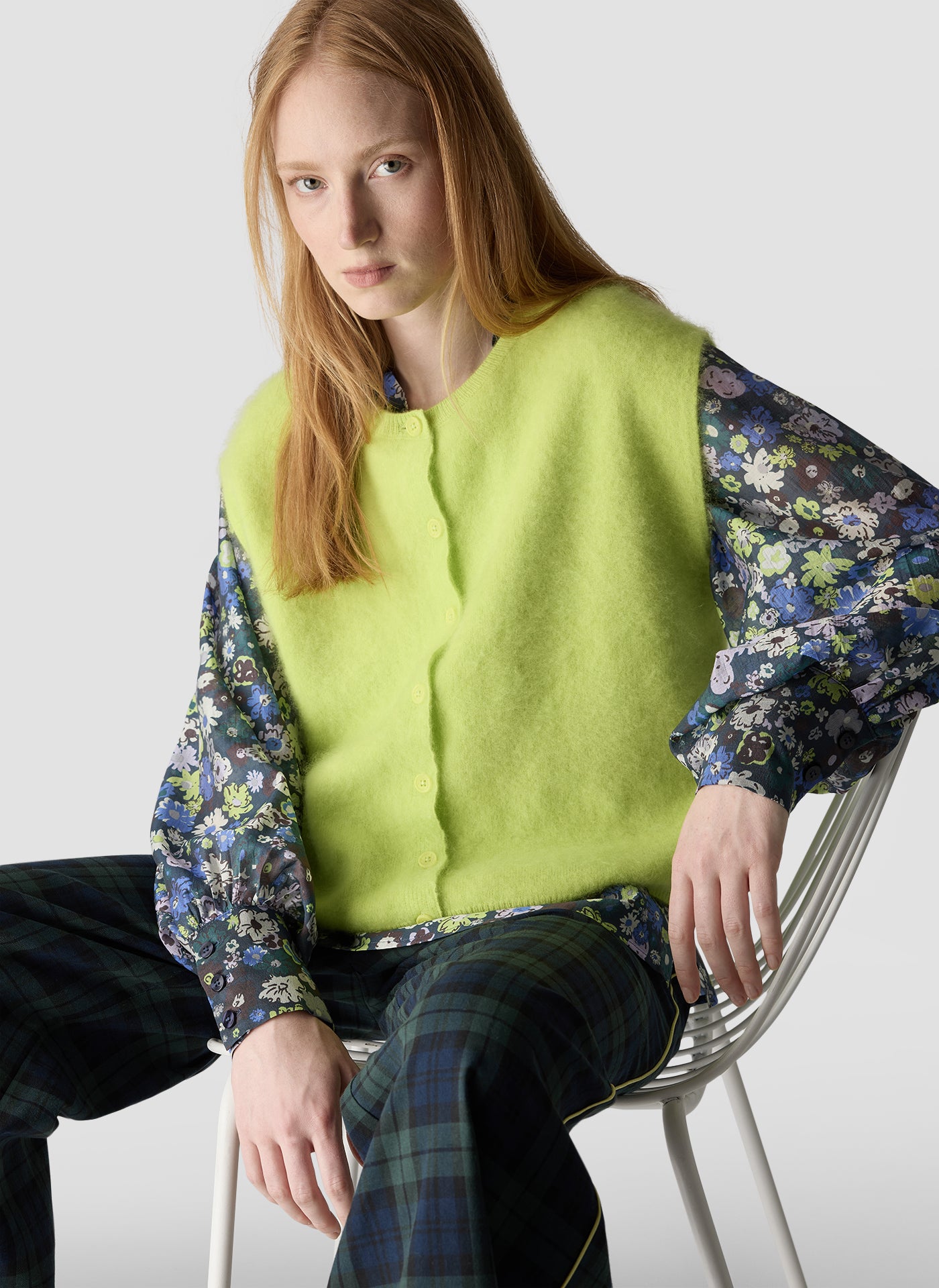 Knit Waistcoat in Neon Green