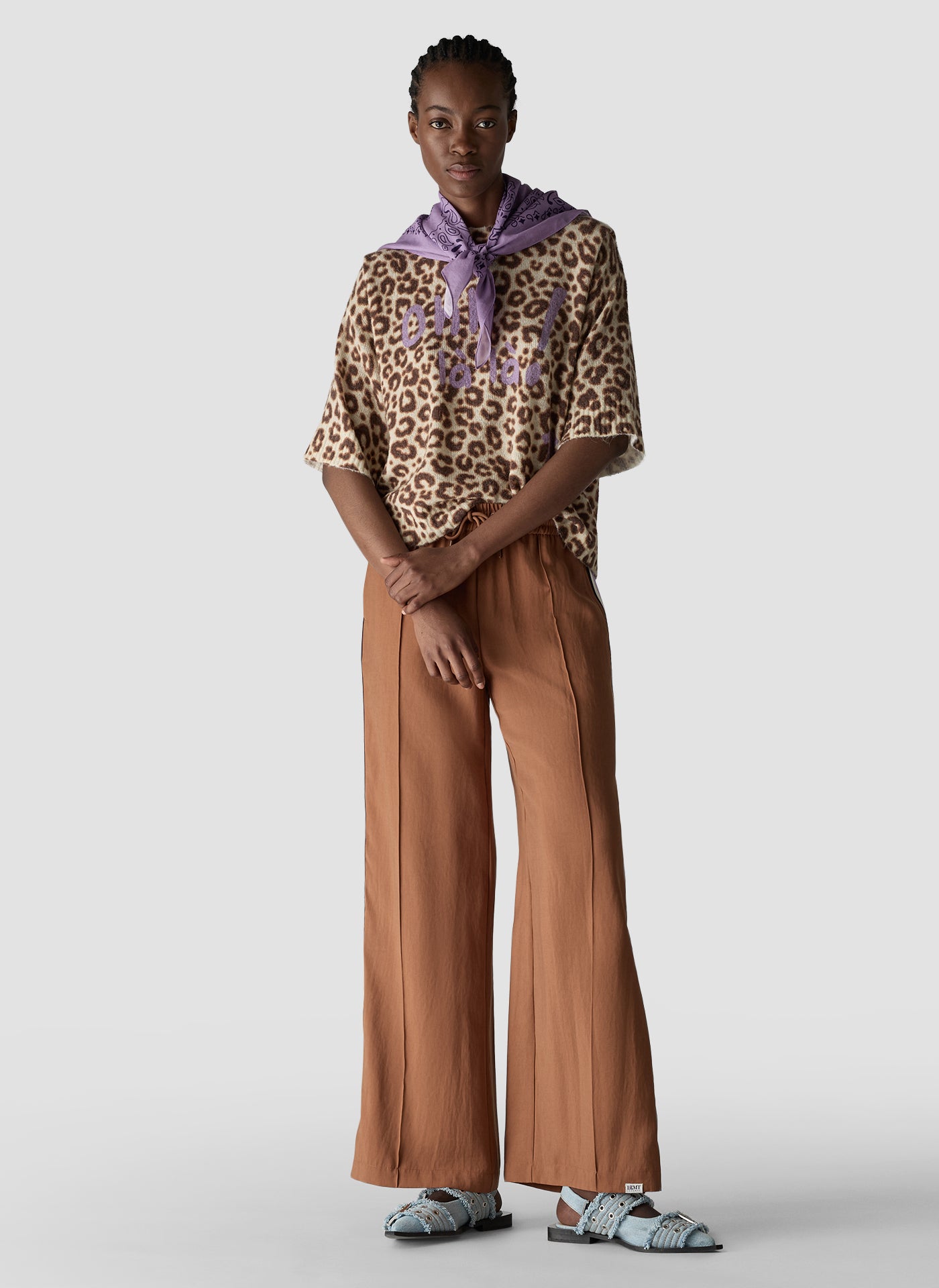 Leopard Print Slogan Knit in Cinnamon