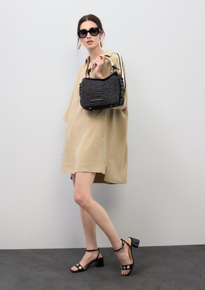 Open Neckline Shirt Dress in Ecru