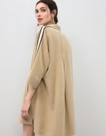 Open Neckline Shirt Dress in Ecru