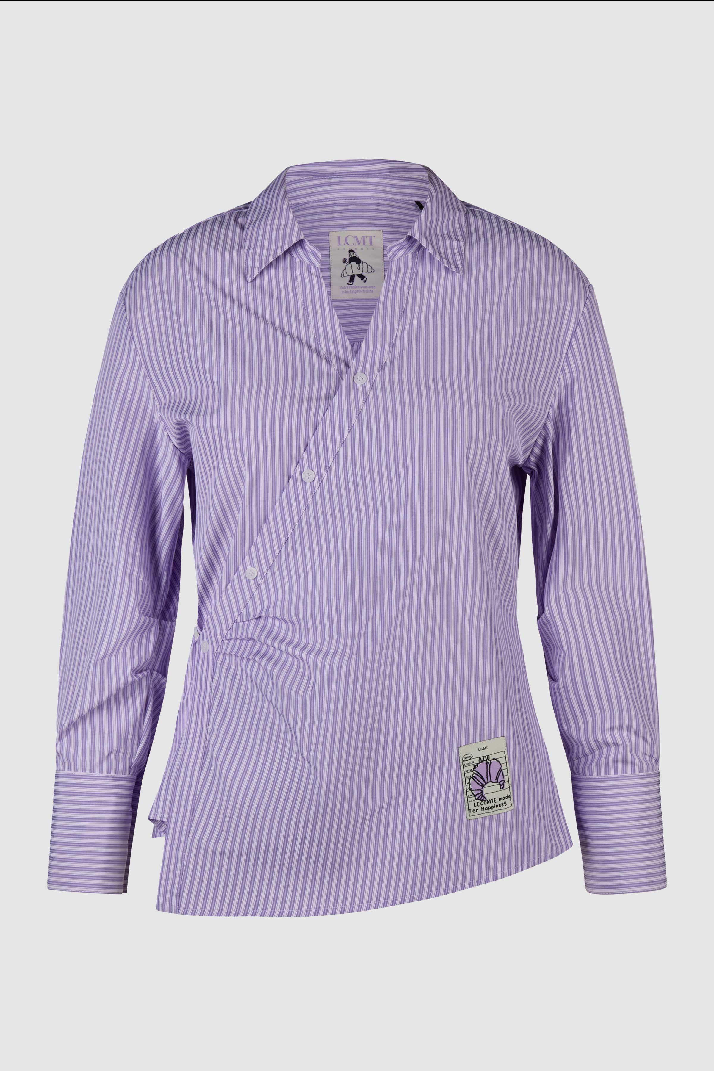 Asymmetric Stripe Blouse in Lavender