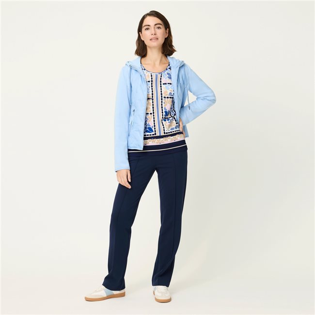 Leaf Print Top in Ink Blue