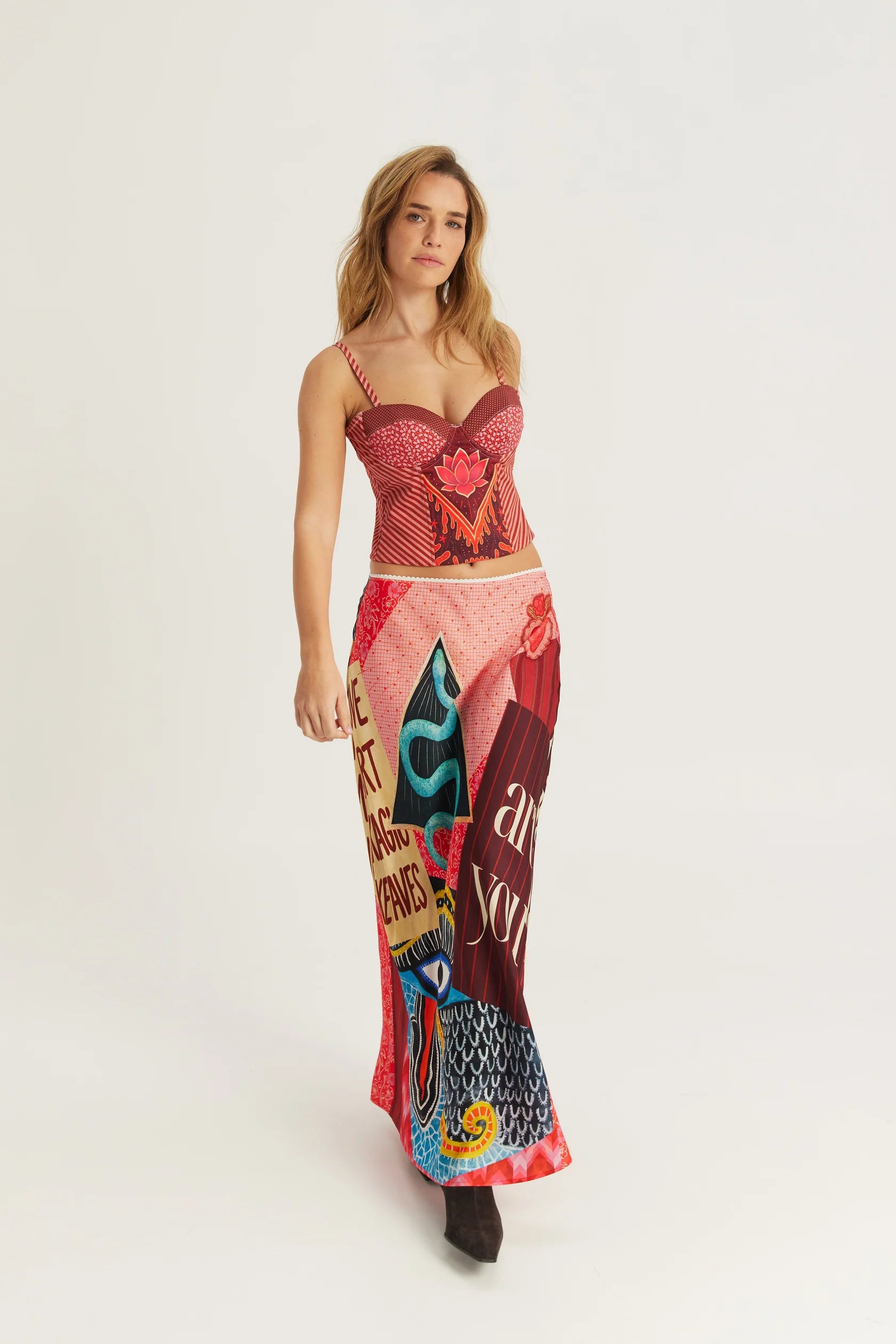 Blakely Slip Skirt in Red Aura