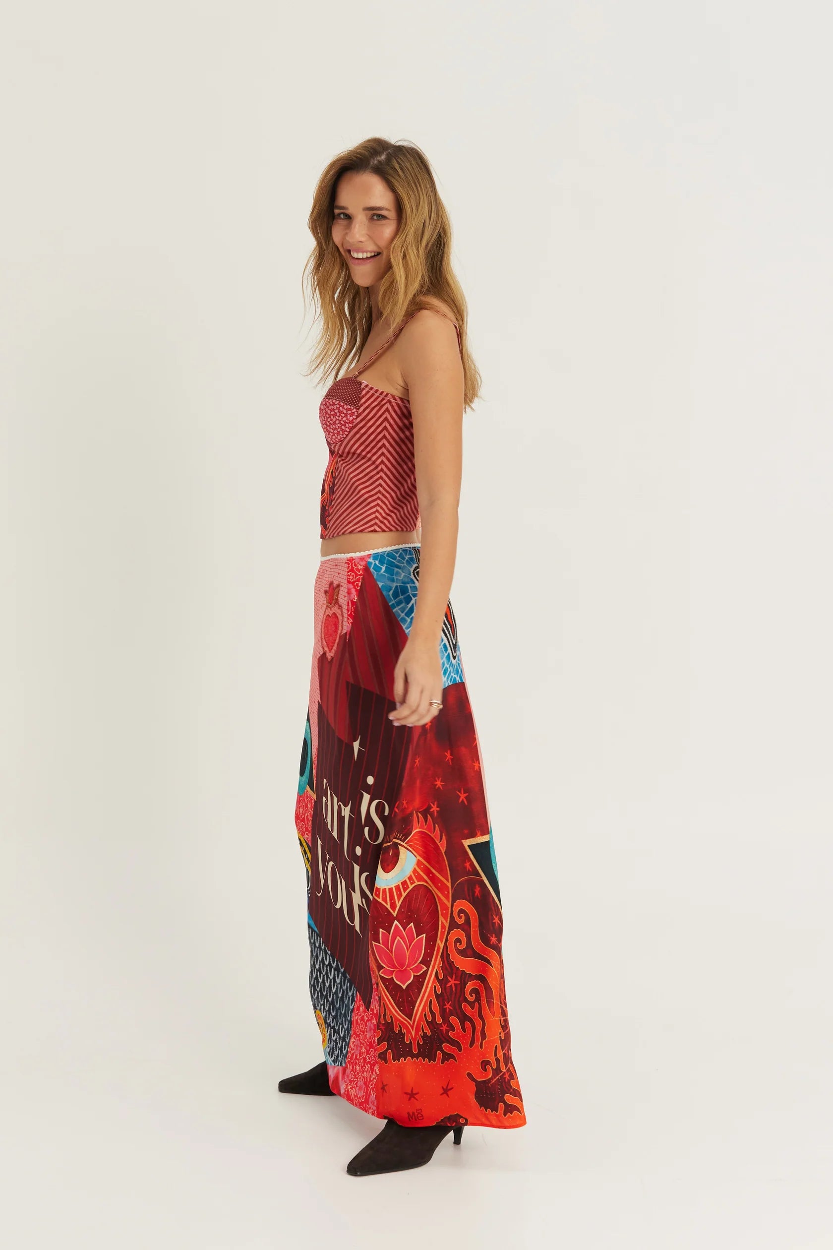 Blakely Slip Skirt in Red Aura