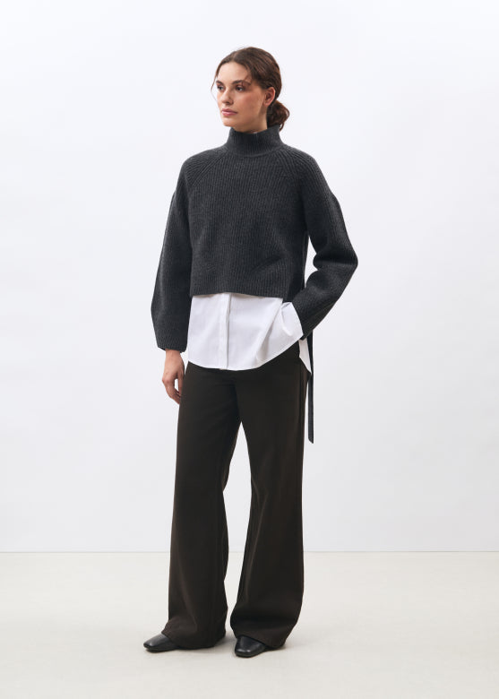 Melara Tie Detail Wool Jumper in Anthracite