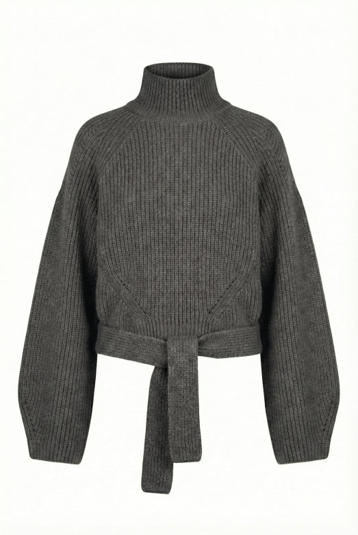 Melara Tie Detail Wool Jumper in Anthracite