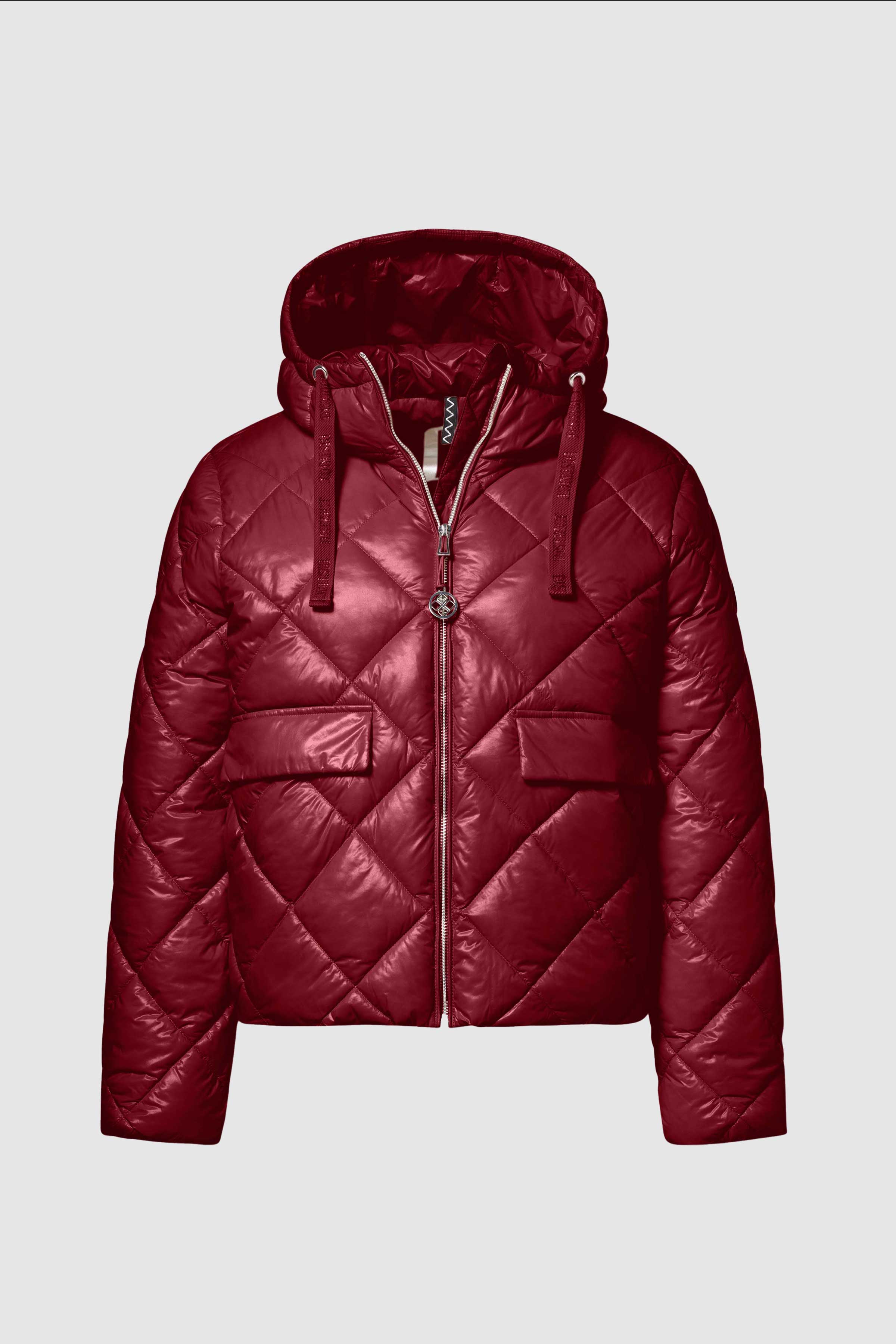 Mocha Quilted Coat in Dark Red