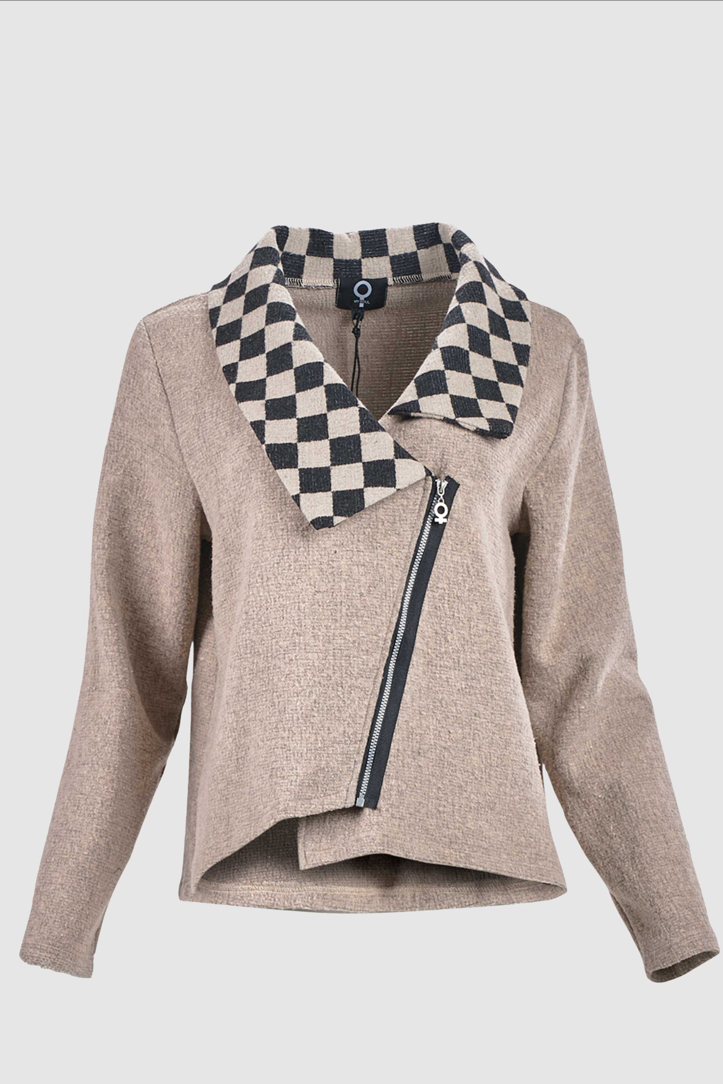 Crincle Jacket in Sand/Check