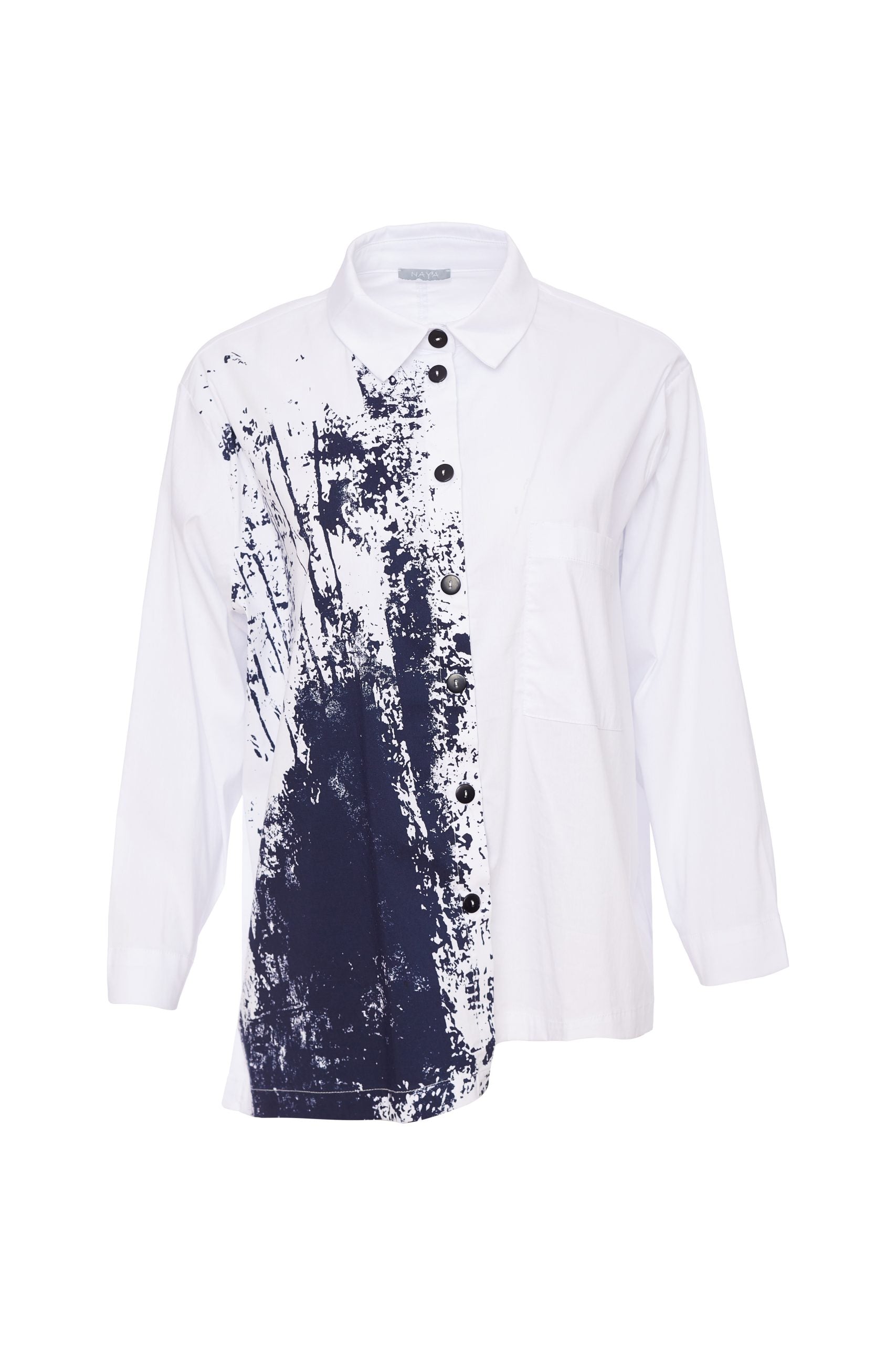 Placement Print  Shirt in White/Navy