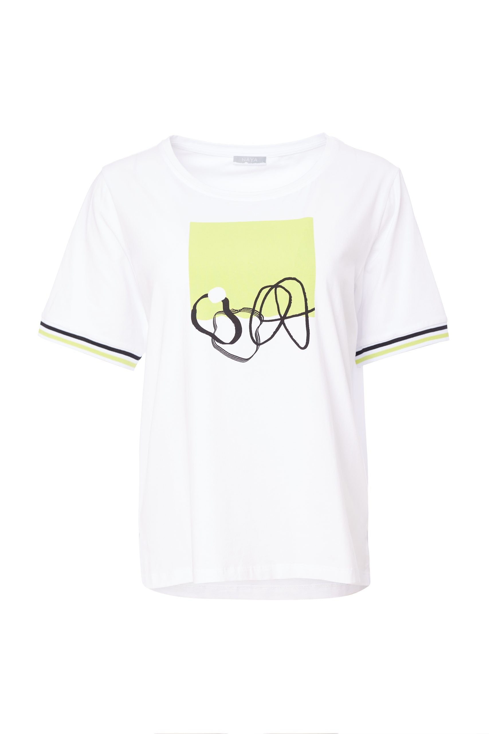 Place Print T-Shirt in White and Kiwi
