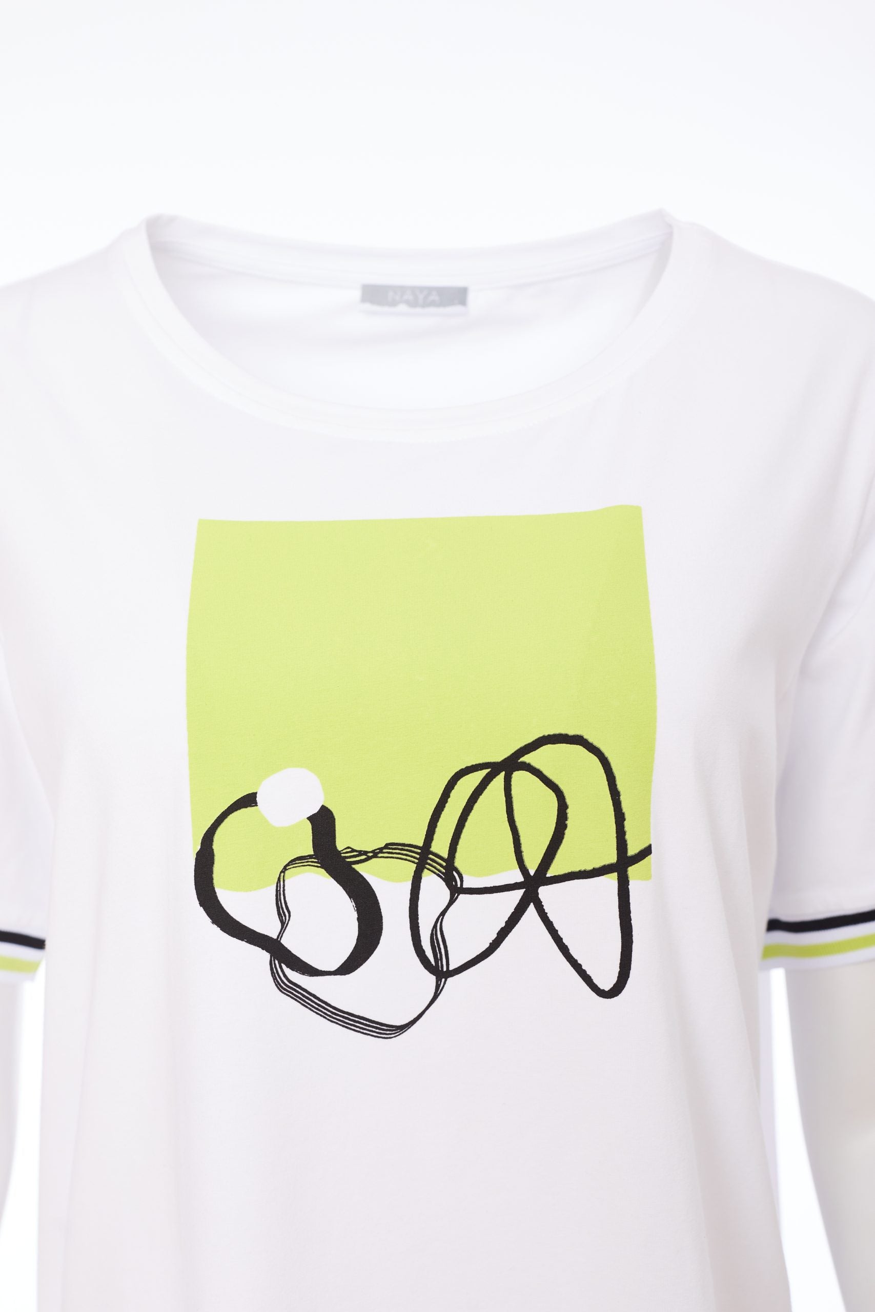 Place Print T-Shirt in White and Kiwi