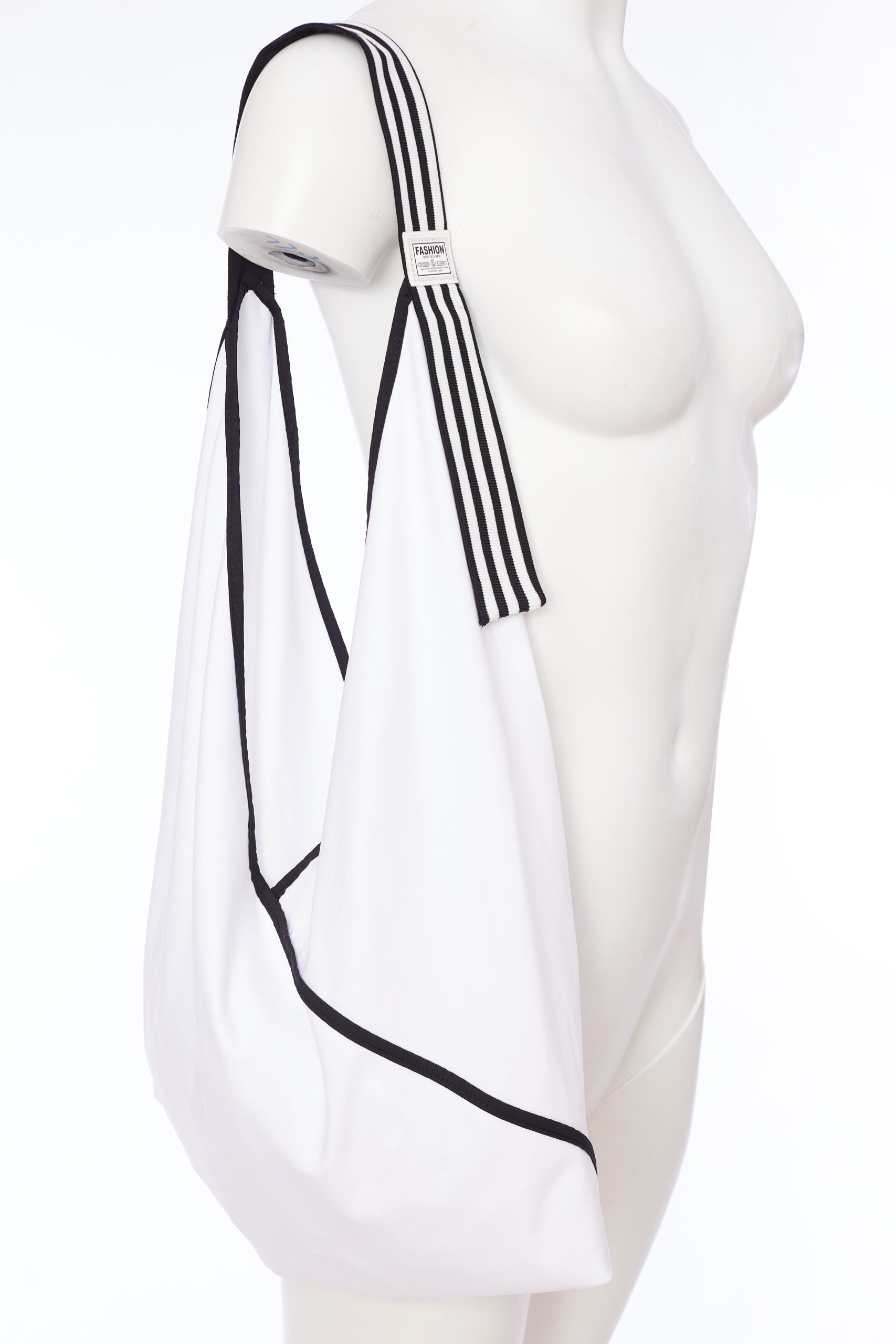 Stripe Handle Bag in White/Black