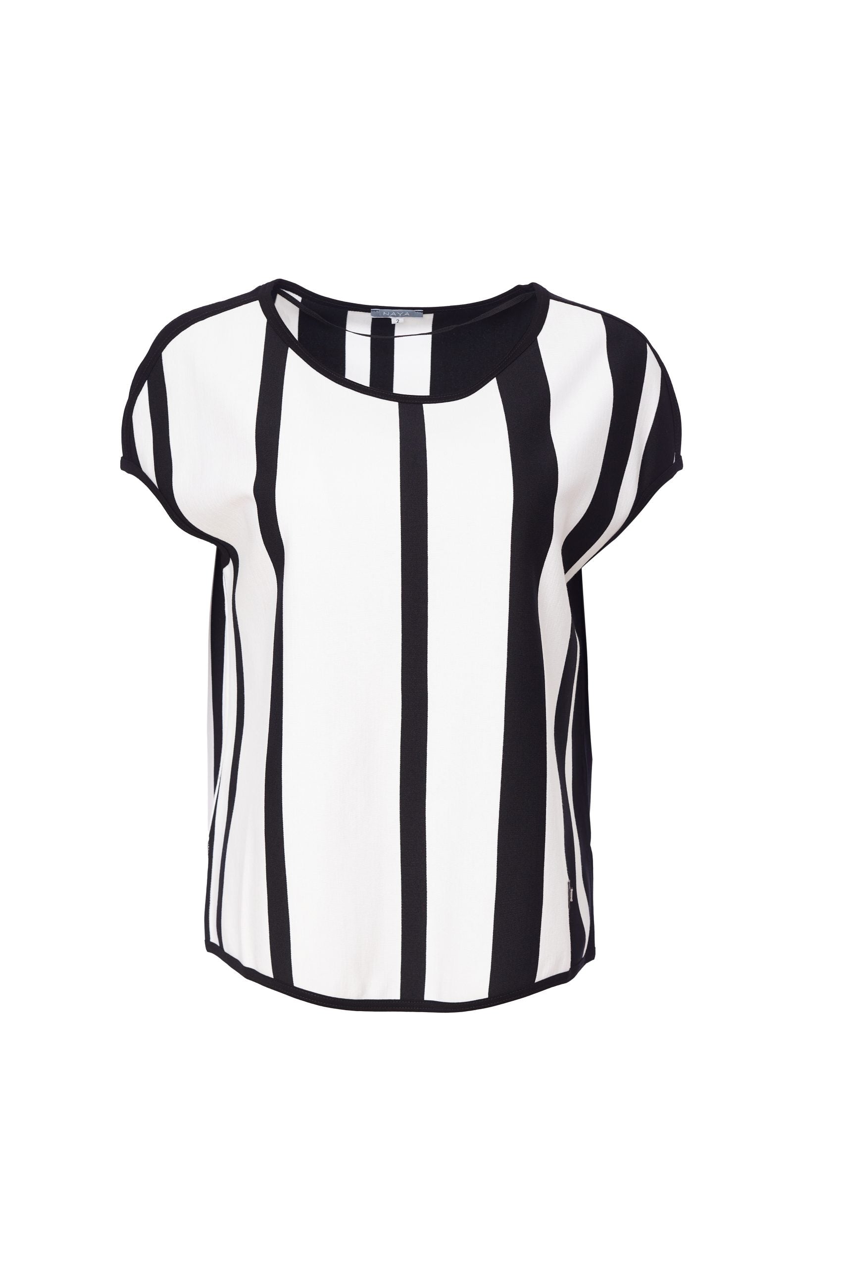 Stripped Round Neck Top in Black and White