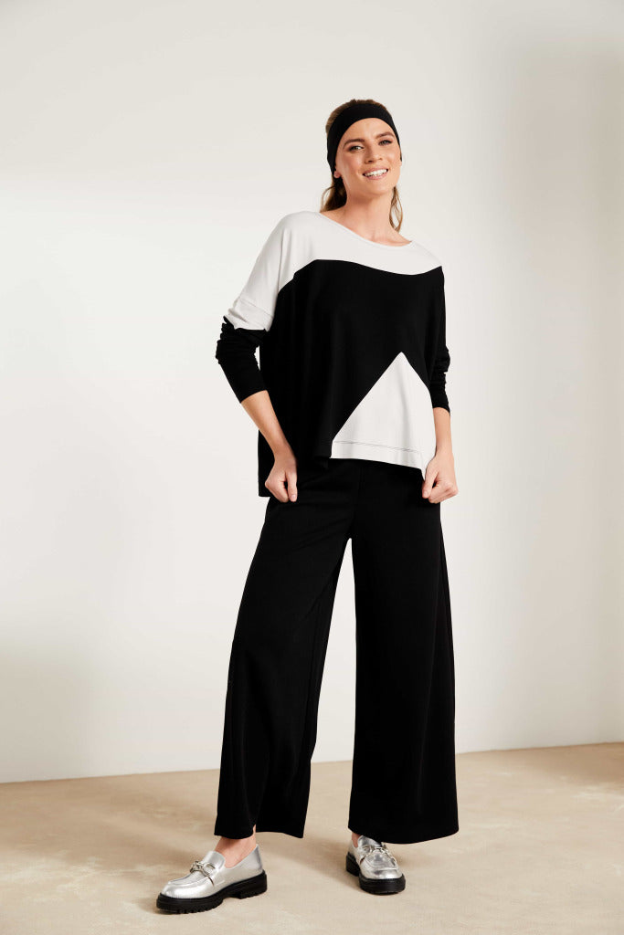 Side Seam Slit Trouser in Black