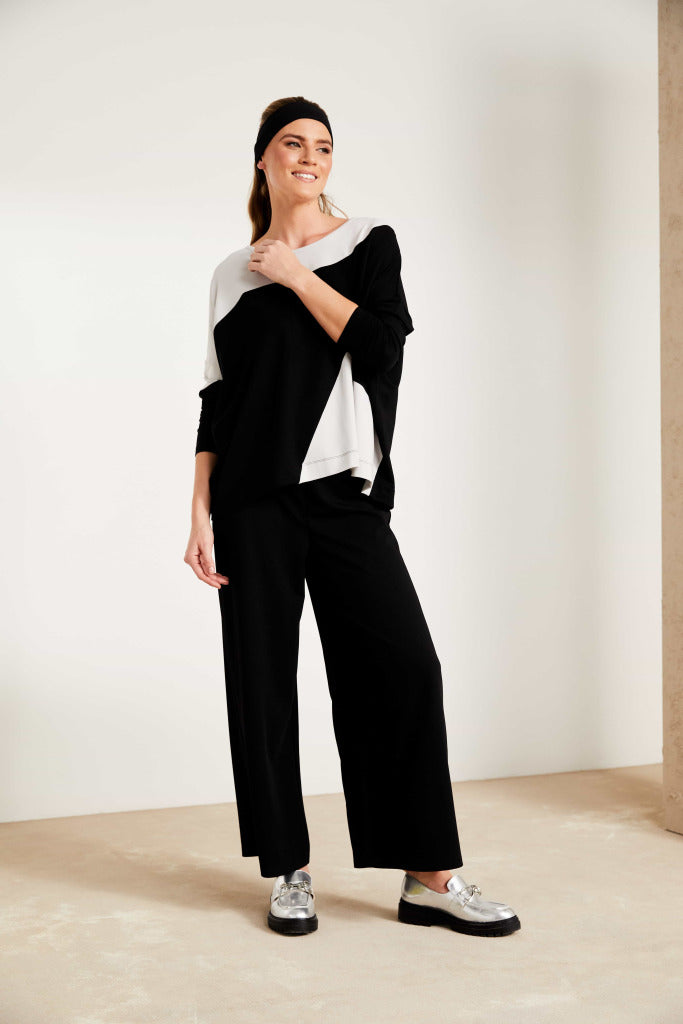 Side Seam Slit Trouser in Black