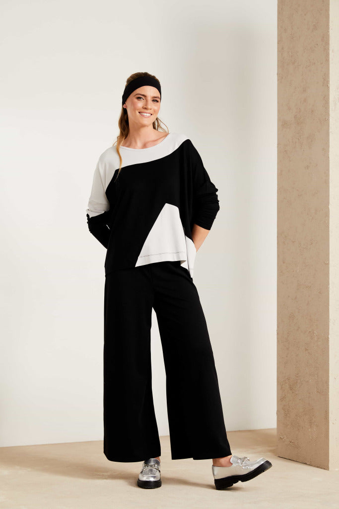 Side Seam Slit Trouser in Black