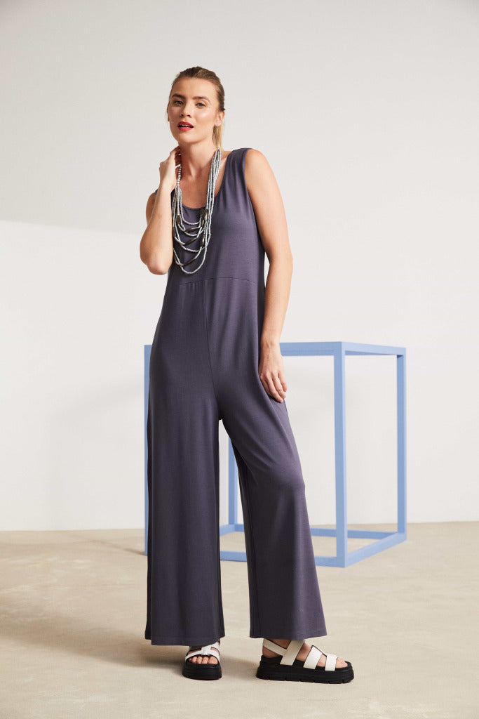 Soft Jersey Wide Leg Jumpsuit in Anthracite