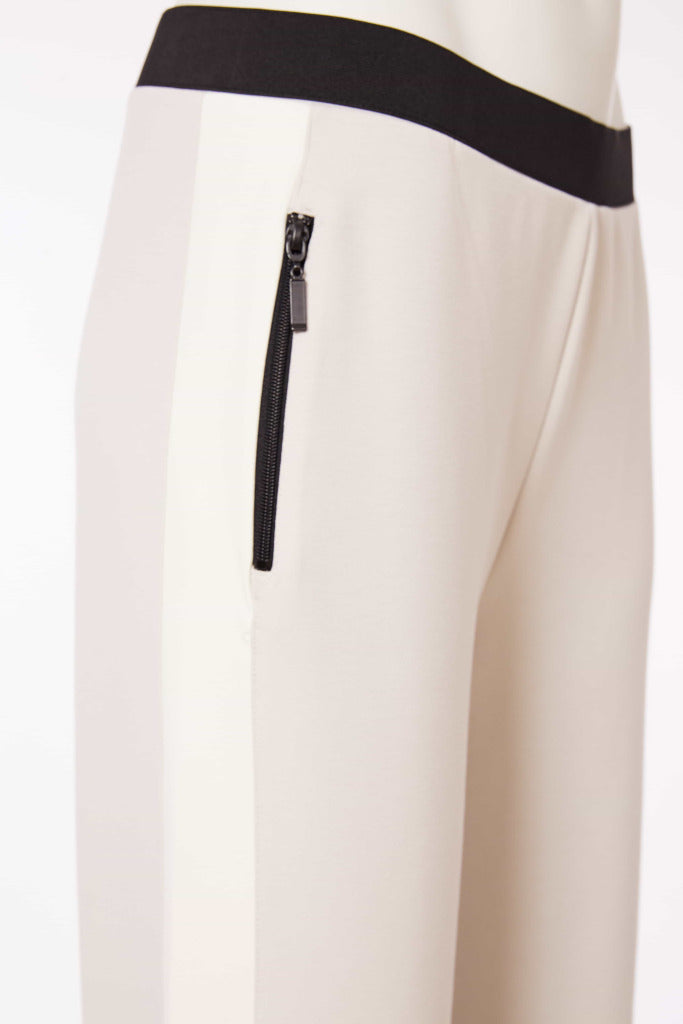 Pull Up Trouser with Contrast Panel in Sand/ Off White