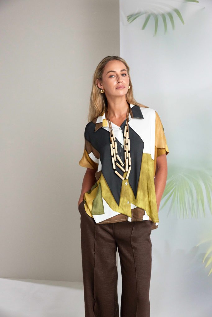 Multi Colour Graphic Print Shirt in Oasis