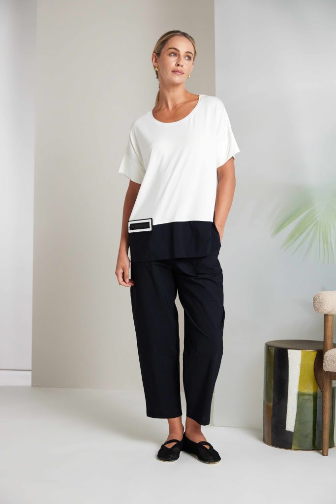 Patch Pocket Slim Leg Trouser in Black