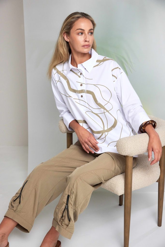 Pull Up Trouser With Zip Detail At Cuff Hem in Tan