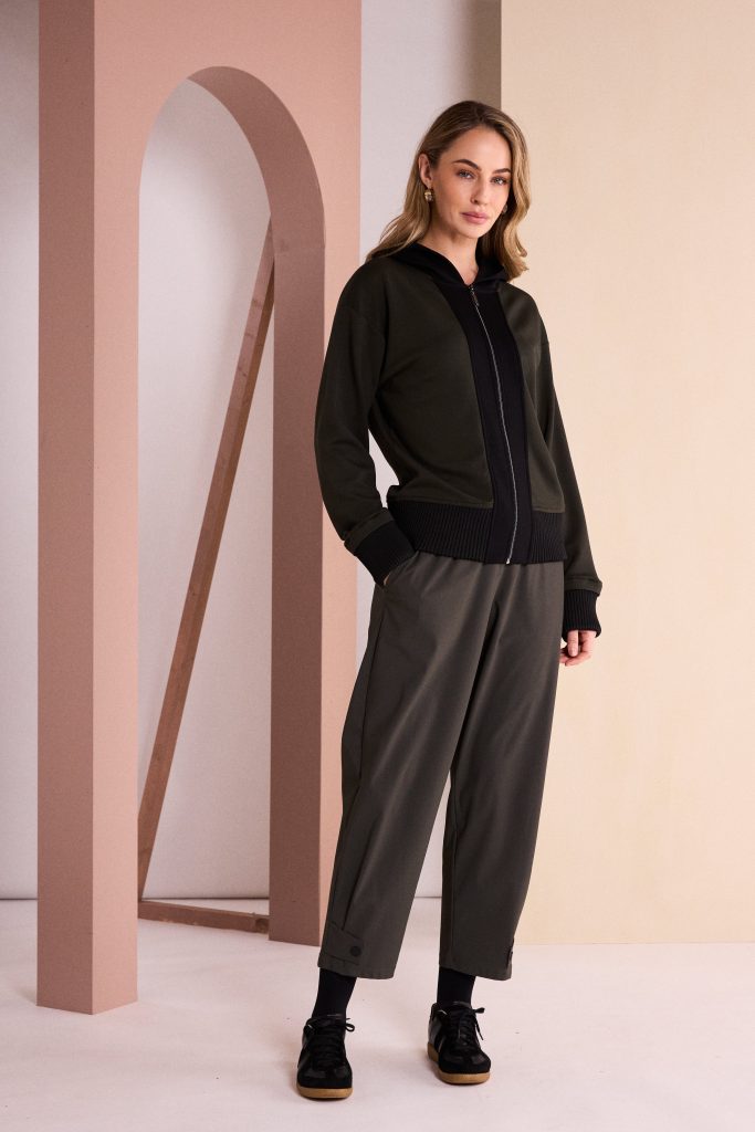 Drawstring Trouser With Tab At Hem in Thyme