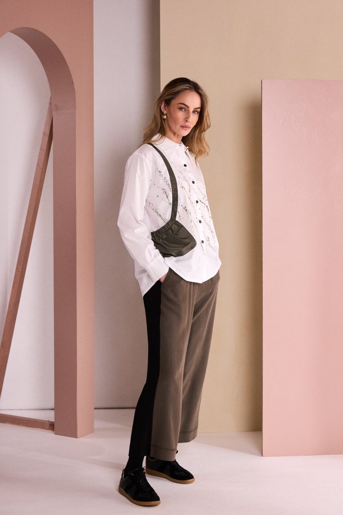 Specked Placement Print Shirt in White/Army