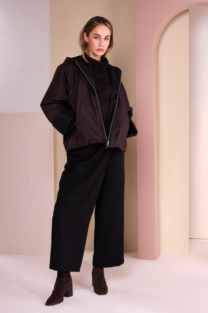 Trouser With Wrap Over Front  in Black