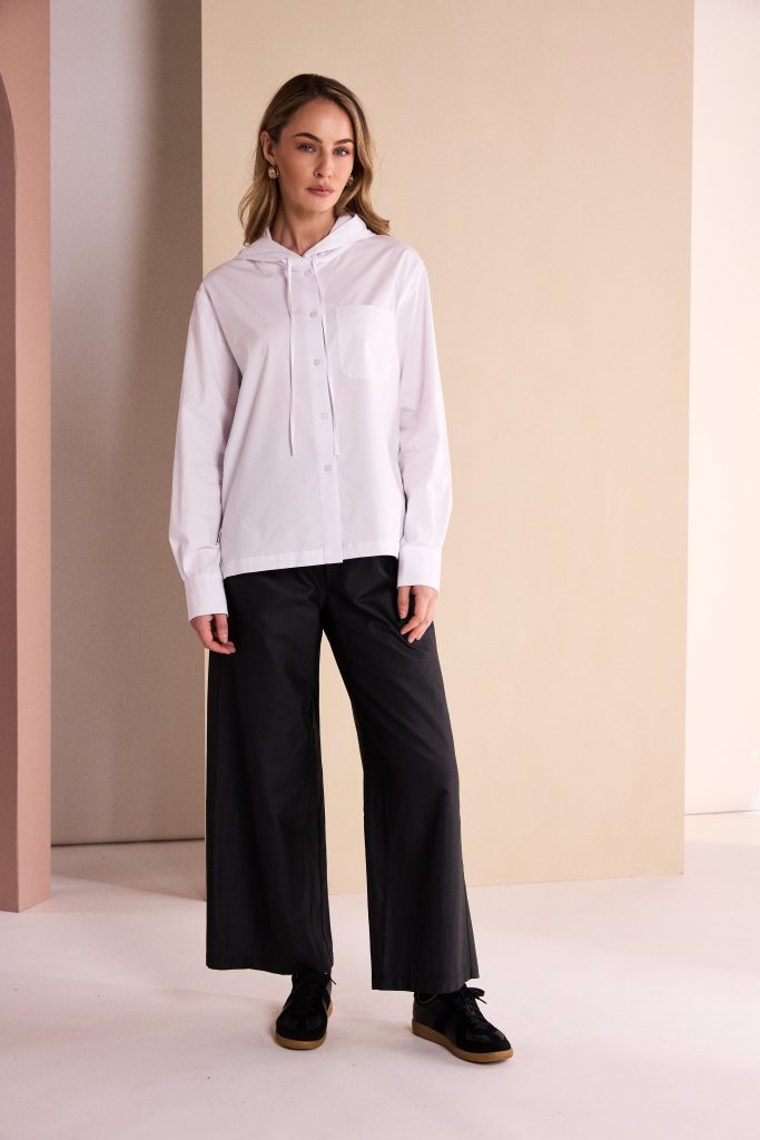 Wide Leg Bashed Leatherette Look Trouser in Black