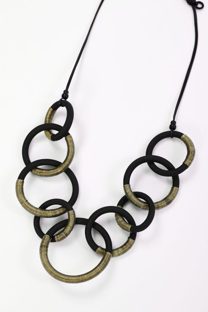 Multi Colour Loop Necklace in Avacado