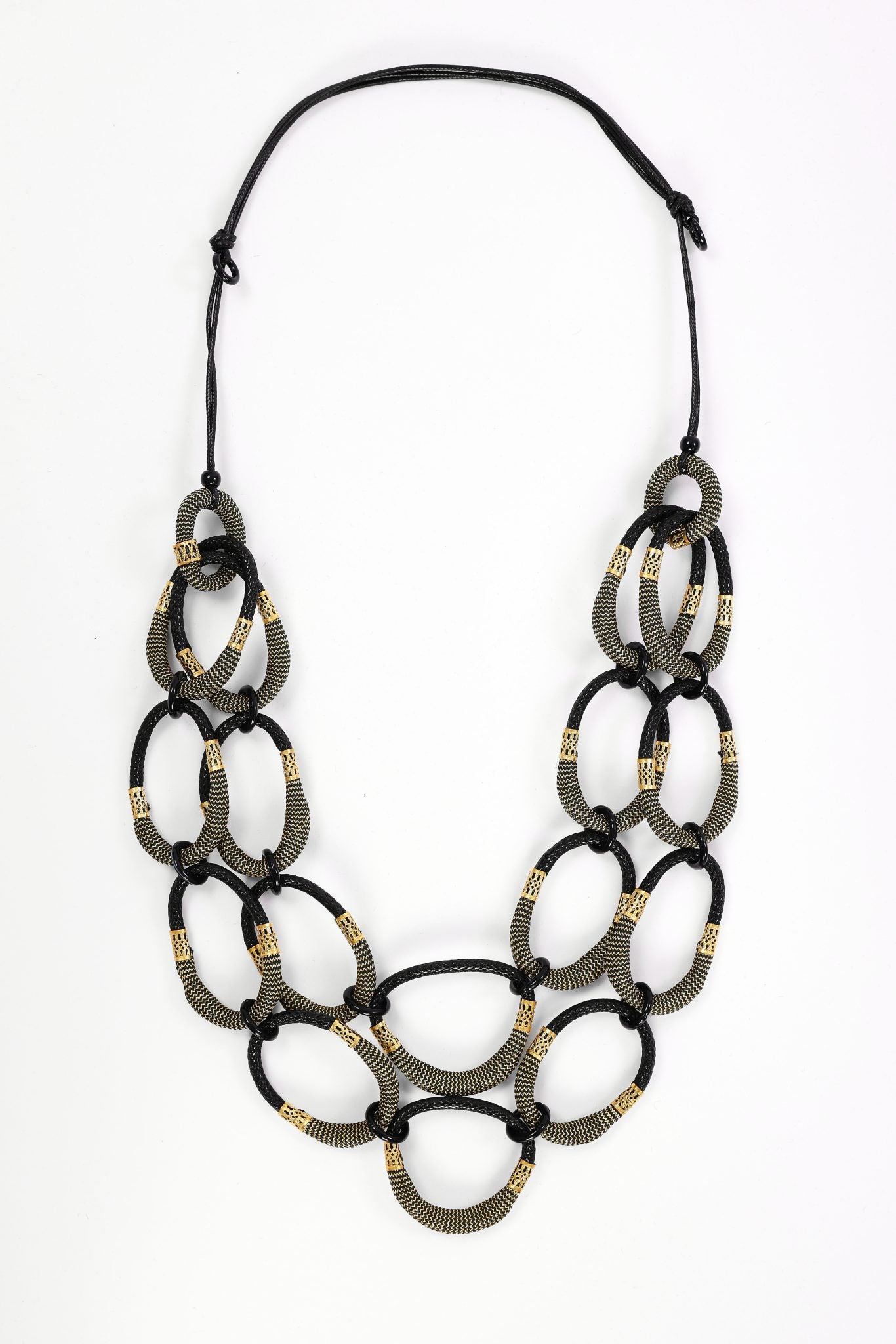Large Colour Loop Necklace With Disc in Army