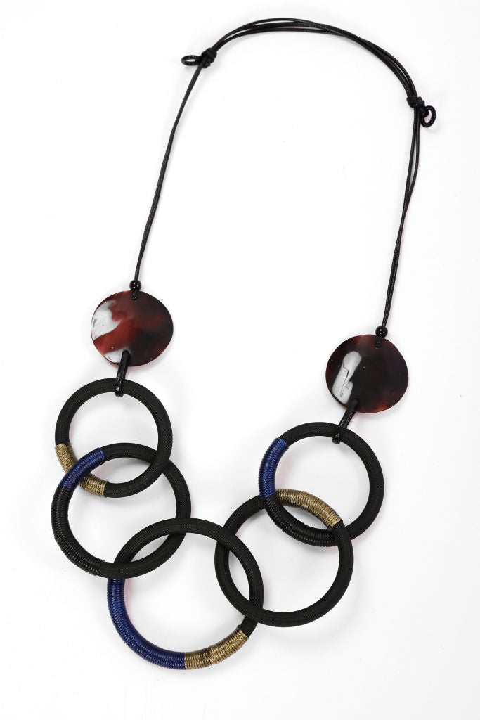 Leather Look Animal Loop Necklace in Brown