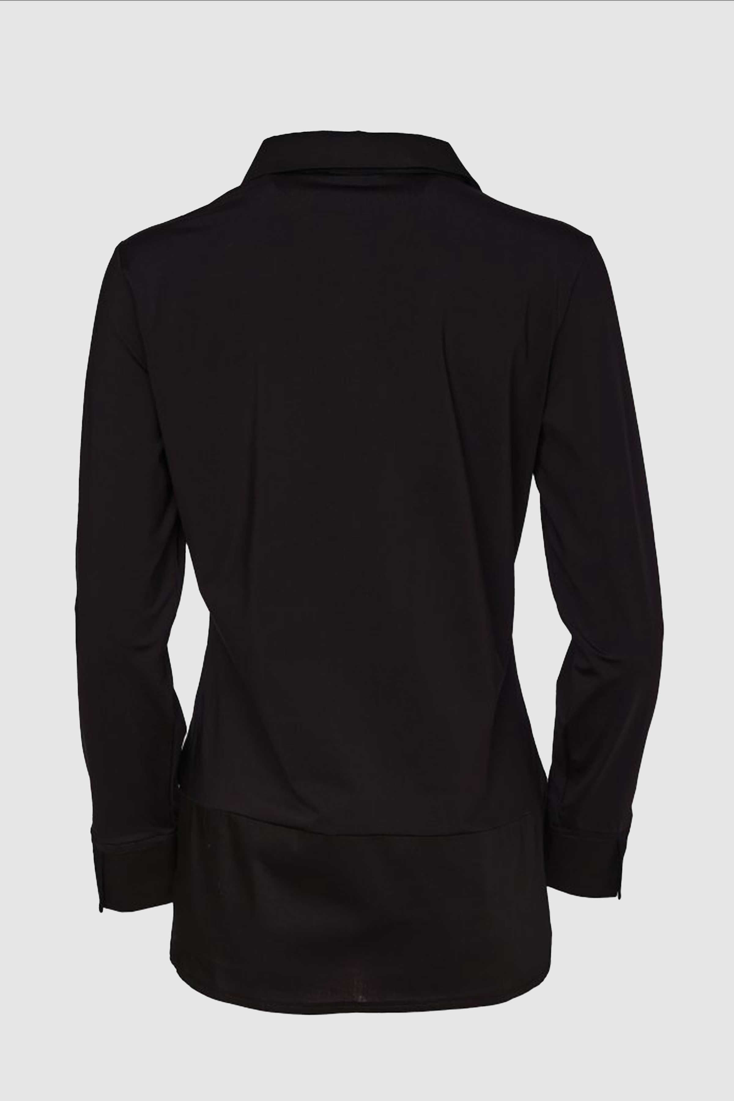 Jersey Top With Cotton Collar Cuff in Black